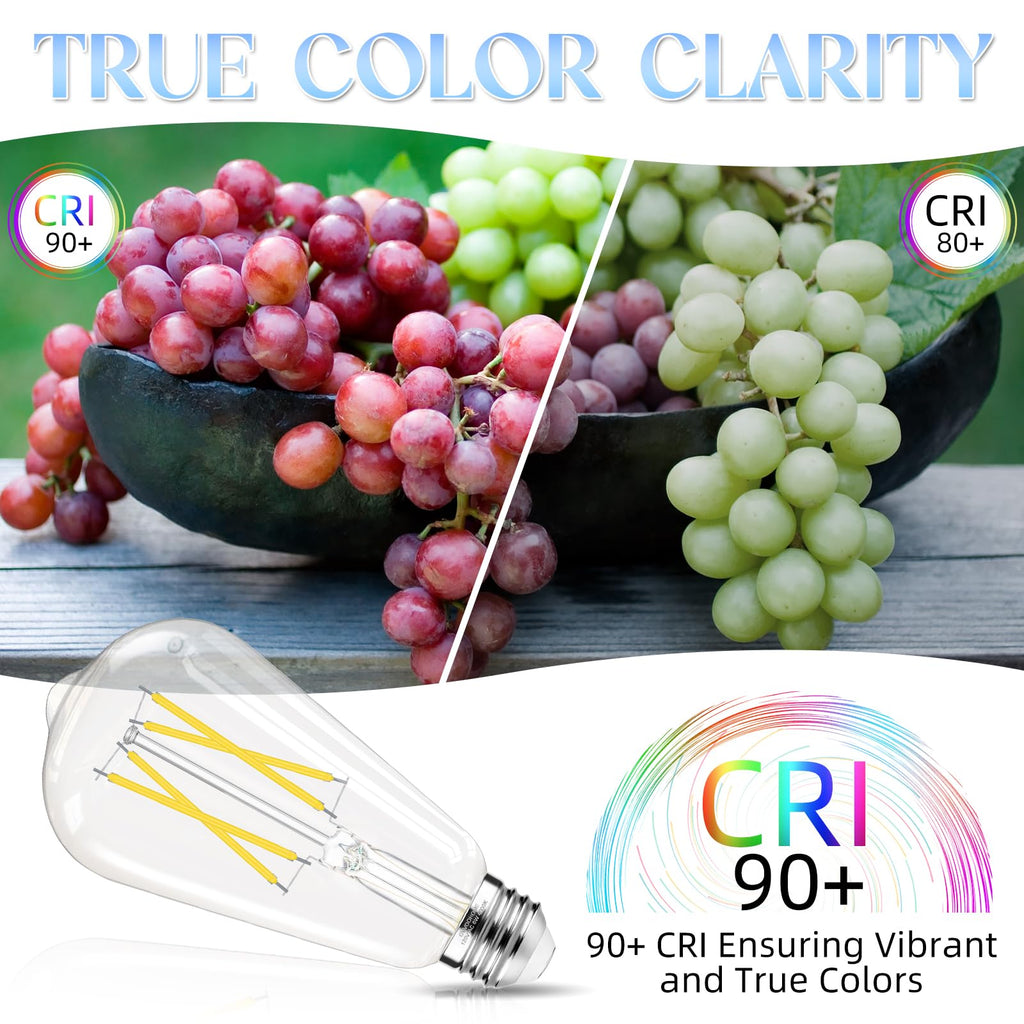GvvooHome Edison Bulbs E26 LED Bulb 60 watt Equivalent 4000K Daylight White
