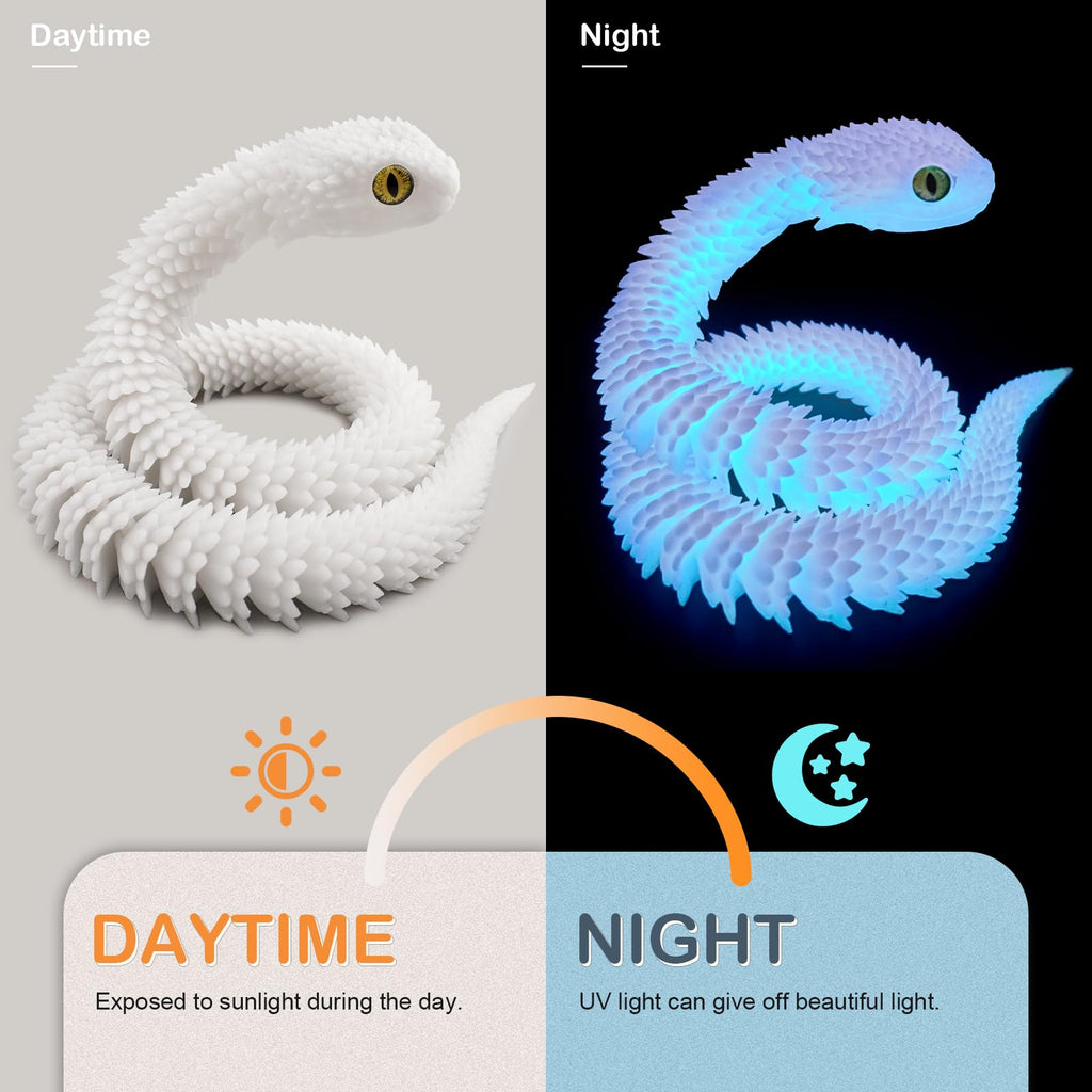 Nemoro 3D Printed Articulated Snake – 24'' Crystal-Like Movable Snake– Realistic Slithering Design, Collectible Articulated Model