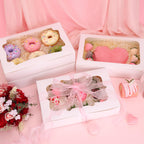 TOMNK 80pcs Cookie Boxes with Window, 12x8x2.5 Inches 4 Style Bakery Boxes, Large White Treat Containers for Chocolate Strawberries, Cakes, Donuts, Muffins and Pastries