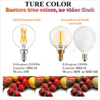 LiteHistory G16.5 E12 Candelabra Bulb 40 watt,Warm Light Bulbs,2700K,6Pack