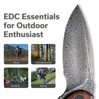 CIVIVI Folding Pocket Knife for EDC, Small Mini Praxis Knife for Men Women, 2.98" Damascus Blade Guibourtia Wood Handle, Sharp Camping Hiking Knives C18026C-DS1