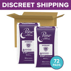 Poise Incontinence Pads & Postpartum Incontinence Pads, 8 Drop Overnight Absorbency, Extra-Coverage Length, 72 Pads (2 Packs of 36), Packaging May Vary