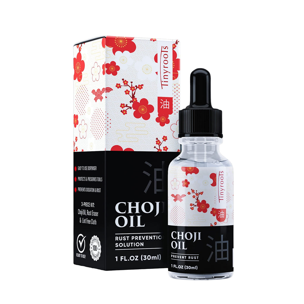 Tinyroots Choji Oil Tool Cleaning Kit, Simply Wipe the Knife Oil on to Restore Your Sword, Knives, Bonsai Tools, Includes Rust Eraser and Lint Free Cloth
