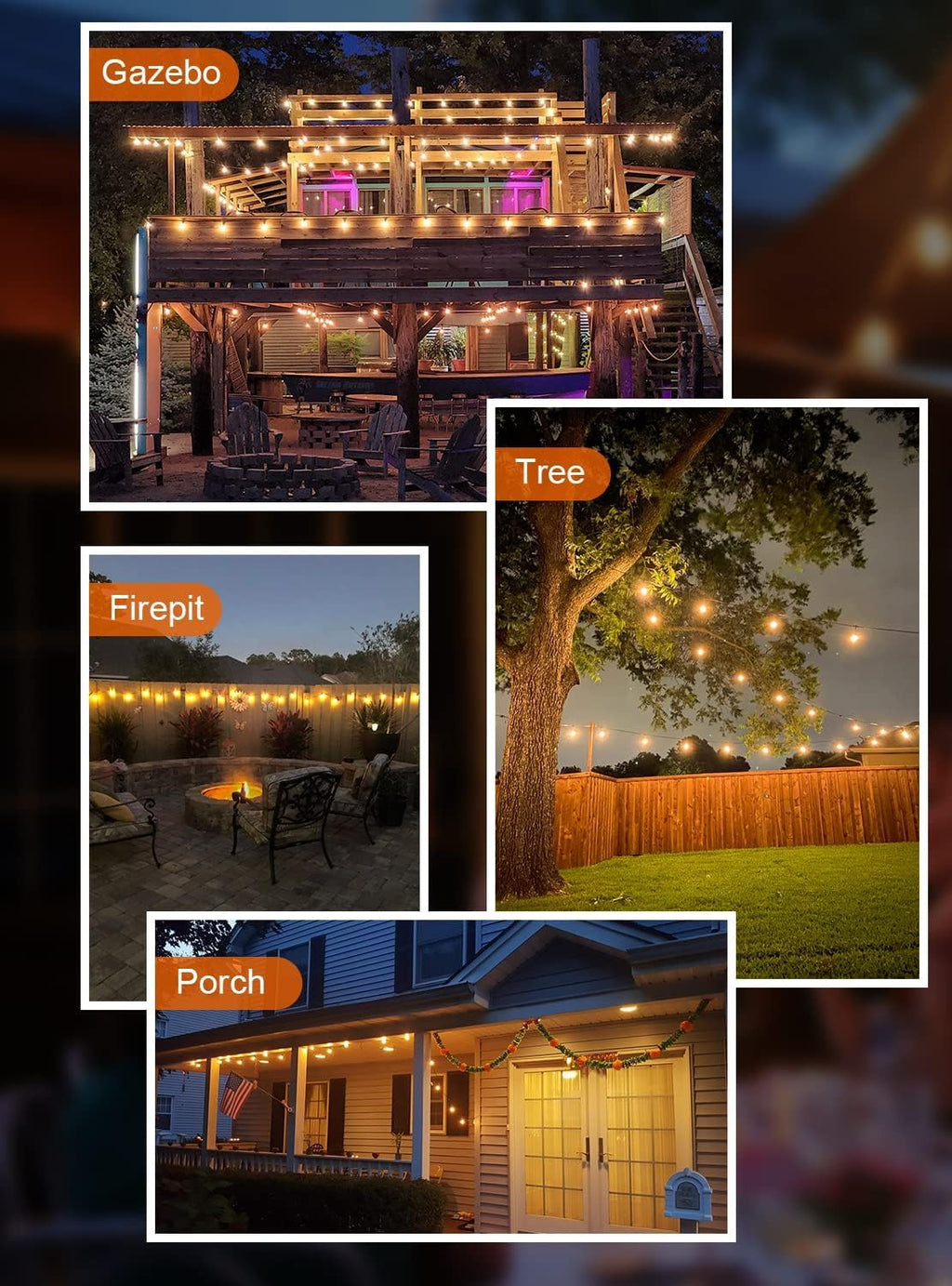 GPATIO Outdoor String Lights, 50FT ST38 Bulbs Shatterproof Patio Lights, Waterproof Dimmable Outside Hanging Light, Connectable LED Outdoor Lights for Backyard, Porch, Party, Garden, Home Decor