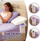 JZHLLA Triangle Bed Gap Filler King High Density Foam Headboard Gap Filler Pillow with 2 PCS Pockets and Removable Washable Cover, Prevent Items from Falling