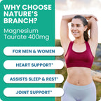 Magnesium Taurate 400mg | High Absorption | 200 Capsules for Sleep, Heart Health, Calm, Joint Supplement for Women and Men | Pure Elemental Mag Powder Plus Taurine - Extra Strength Pills