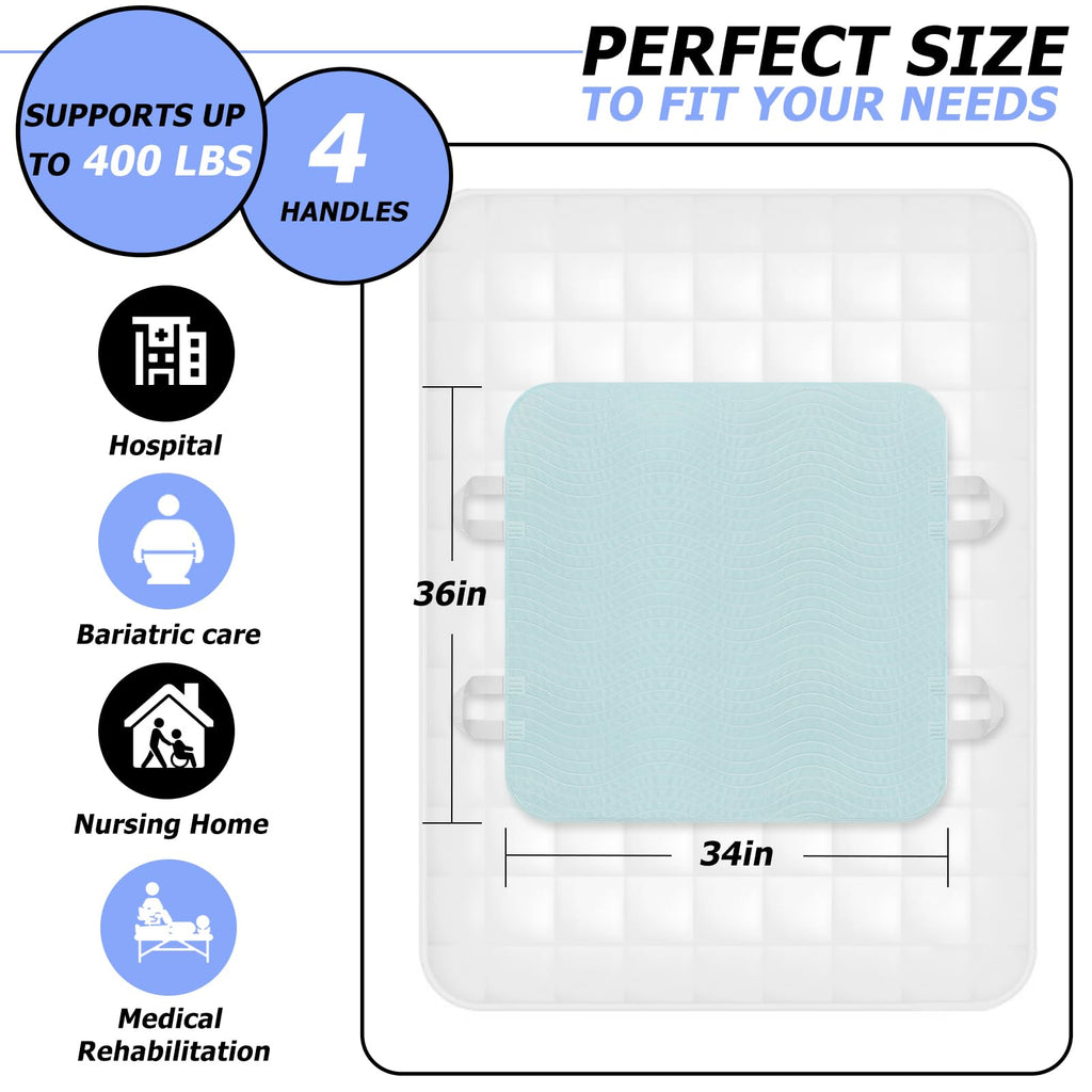2 Pack Bed Pads for Incontinence Washable Positioning Bed Pad with Handles, Reusable Underpads Absorbent with 4-Layer Waterproof Underpads for Incontinence, Elderly Bedridden (34×36 Inch - 2 Pack)
