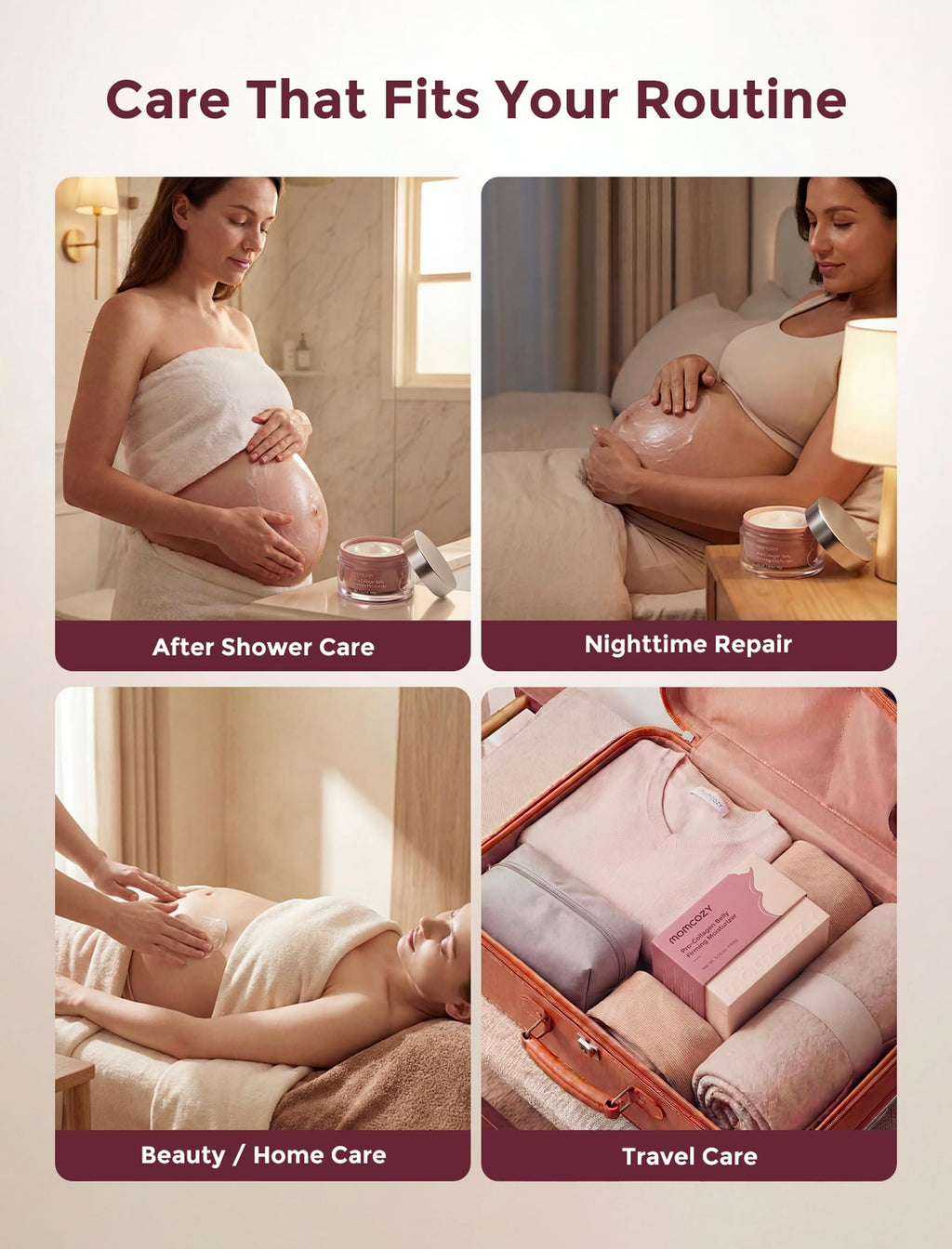 Momcozy Stretch Mark Cream for Pregnancy & Postpartum, Pro-Collagen Belly Firming Moisturizer, Facial-Grade Peptides & Oil-in-Cream, 5.29 oz (150g)