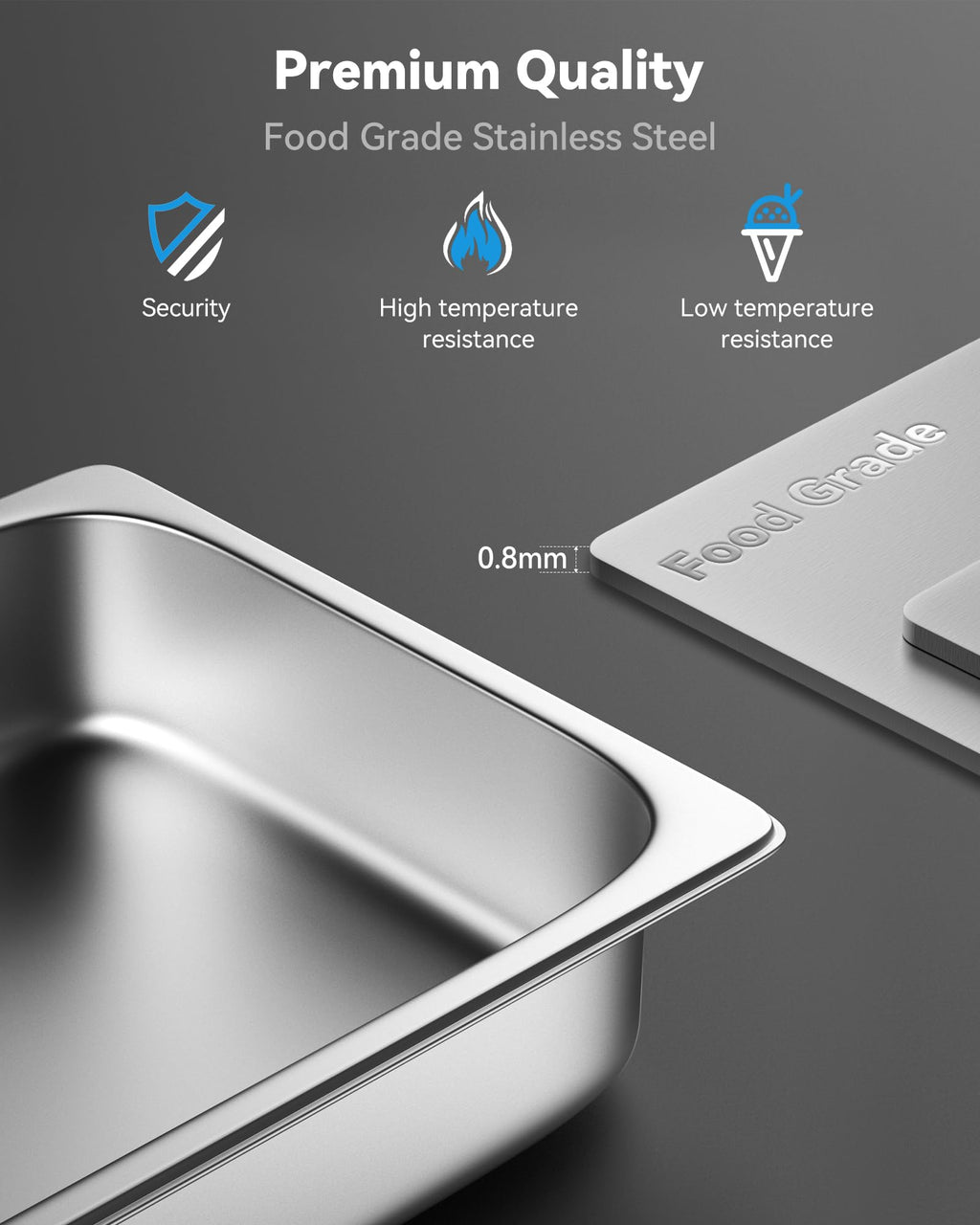 ZeroPone 4 Pack Hotel Pans with Lids, 1/1 Size 4" Deep Steam Table Pans, Full Size Stainless Steel Food Pan 22 Gauge Anti Jam 20.8" L x 12.8" W Commercial Food Storage Containers
