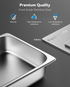 ZeroPone 4 Pack Hotel Pans with Lids, 1/1 Size 4" Deep Steam Table Pans, Full Size Stainless Steel Food Pan 22 Gauge Anti Jam 20.8" L x 12.8" W Commercial Food Storage Containers