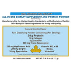 Vital Nutrition and Health All-in-One Powder: Protein, Collagen, Creatine, Resveratrol, Spermidine, Hyaluronic Acid, CoQ10 + Key Vitamins