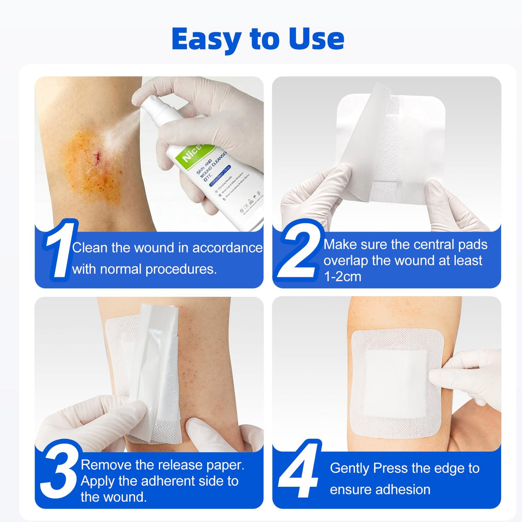 Niceful Adhesive Gauze Bandages 2"x3", 50Pcs