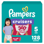 Pampers Diapers - Cruisers 360 - Size 5, 128 Count, up to 100% Leakproof Pull-On Diaper for Active Babies