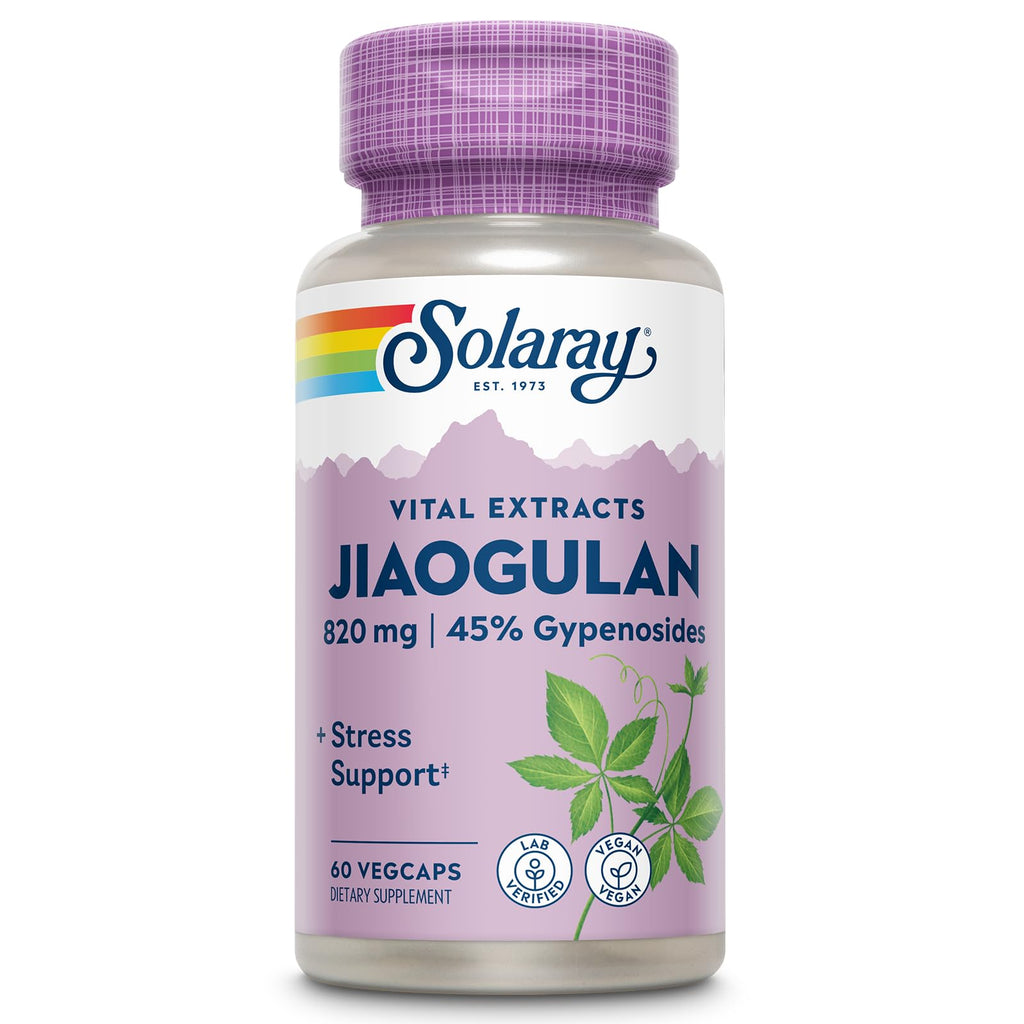 SOLARAY Jiaogulan Root and Rhizome Extract, Gynostemma Pentaphyllum Stress Support and Antioxidants Supplement - Vegan, Lab Verified, 30 Servings, 60 VegCaps