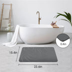 Stone Bath Mat for Bathroom, Diatomaceous Earth Shower Mat, Quick Dry, Grey