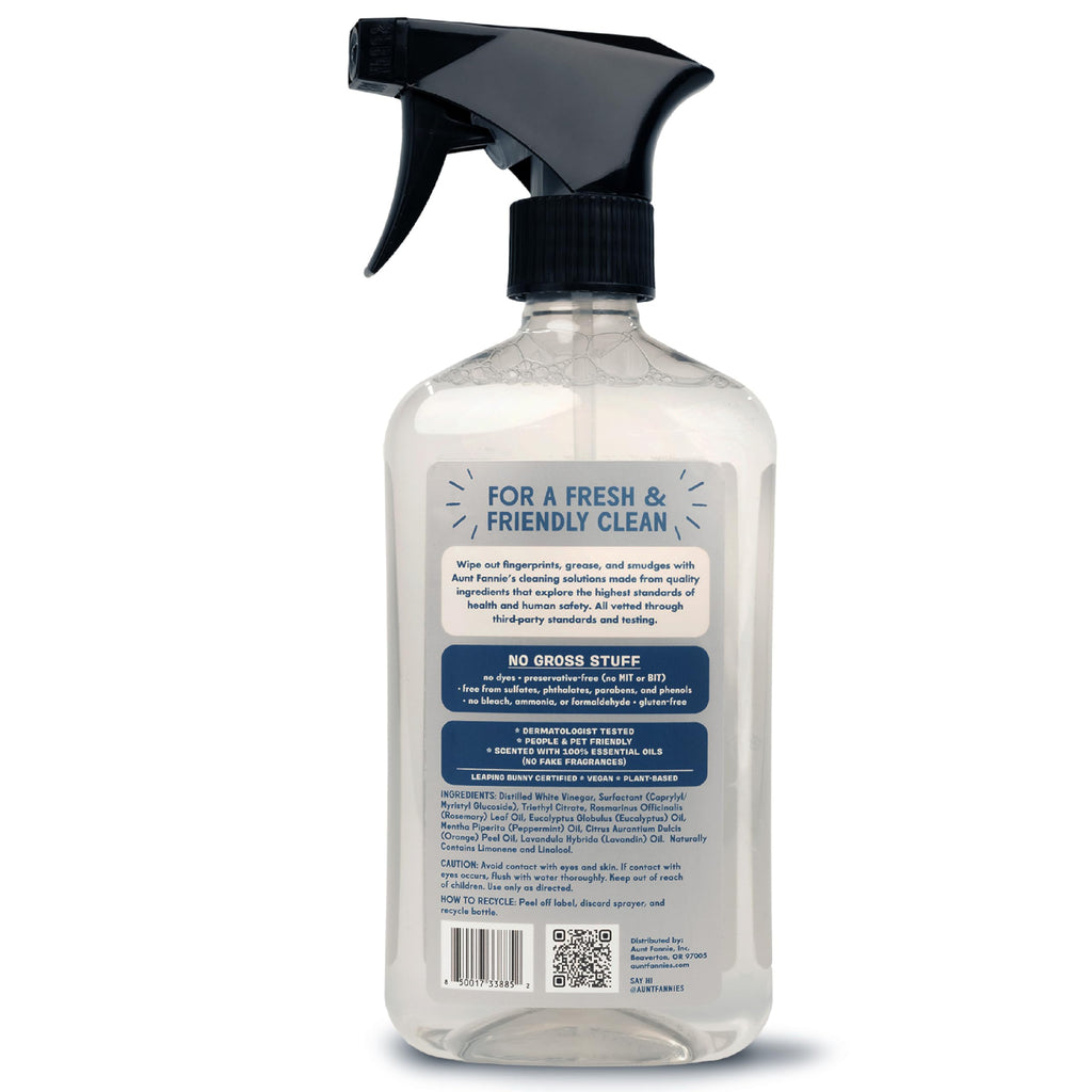 Aunt Fannie's Stainless Steel Spray Cleaner, Powered by Vinegar, Fingerprint and Residue Remover for Refrigerator, Dishwasher, Oven, Grill, Sink, Stovetop, and Other Appliances, Pack of 6