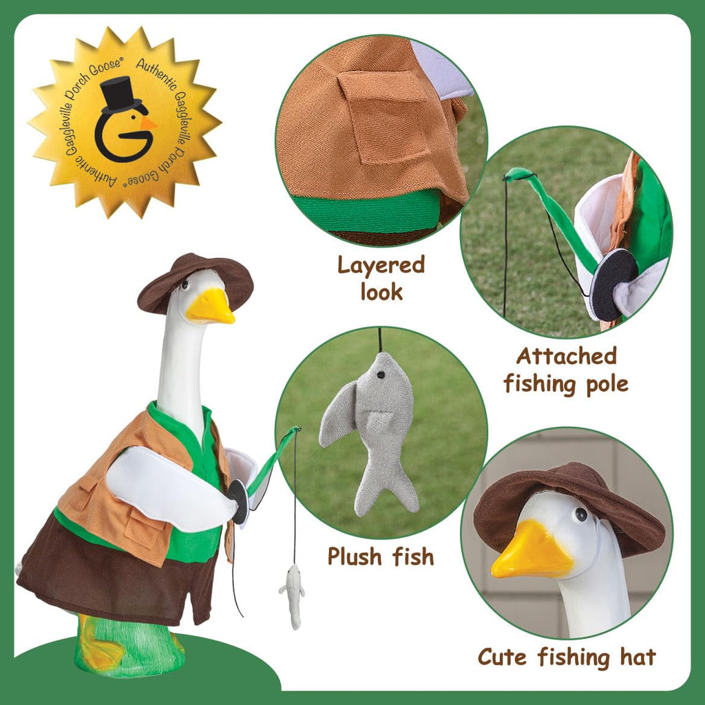 Gaggleville Fishing Goose Outfit, Fits Large 23" H Statue by Miles Kimball