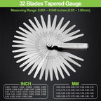 Spurtar Feeler Gauges 0.001-0.04" (0.03-1.00mm) 32 Blades Tapered