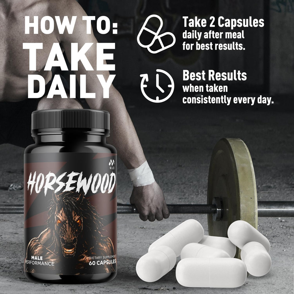 Horsewood Capsules, Official Horsewood Pills for Men with All Natural Ingredients, Max Strength Supplement with Premium Vitamins Supporting Optimal Wellness and Advanced Health Naturally (60 Capsules)