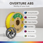 OVERTURE ABS Filament 1.75mm, High Strength & Heat-Resistant 3D Printer Filament, Low Warping, Excellent Durability, ABS 1kg (2.2lbs) Cardboard Spool, High Precision +/- 0.02mm (Yellow)