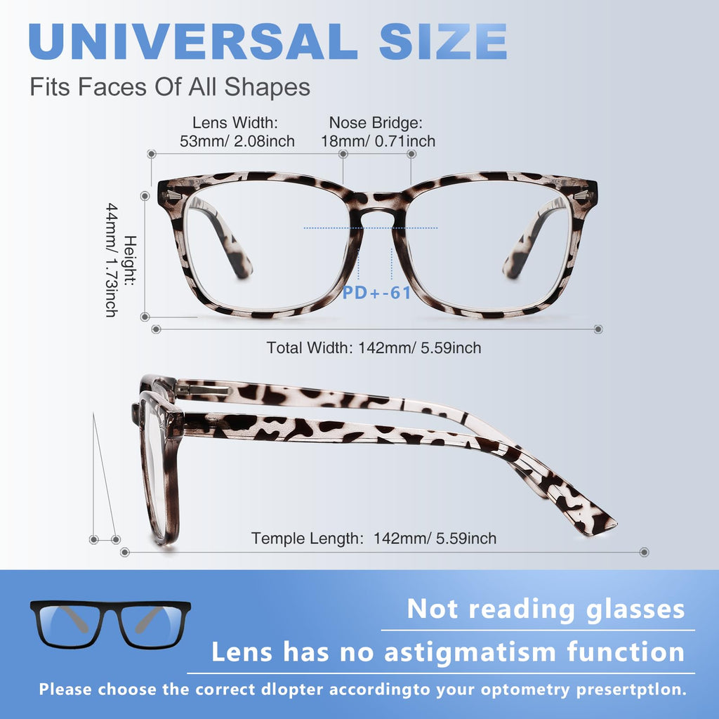 ZNEIAAPR Nearsighted Myopia Glasses for Men Women, Blue Light Shortsighted Distance Glasses with TR90 Frame Spring Hinge (NOT READING GLASSES),-0.50x/Tortoise