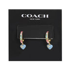 COACH Pave Enamel Heart Huggie Earrings Multi One Size
