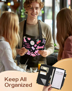 Slohif Server Book for Waitress Cute Serving Books with Zipper Pocket Accessories Leather Server Check Book Restaurant Waiter Server Booklet Organizer Ticket Book Holder Funny Y2K