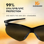 KleenGuard™ V30 Nemesis™ Safety Glasses (25688), with Mirror Coating, Smoke Lenses, Black Frame, Unisex Sunglasses for Men and Women (Qty 12)