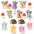 Roowest 16 Pcs Garden Accessories Miniatures Fairies Kit Resin Hedgehogs Cute Tiny Mushroom Miniature Figurines Mini Garden Micro Landscape Ornaments for Lawn Yard Home Outdoor Decorations