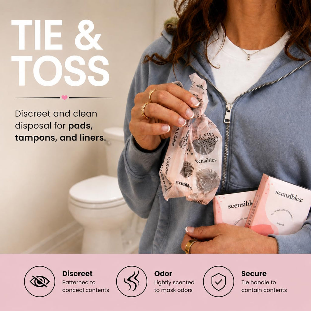 Scensibles Personal Care Disposal Bags (50 Count) - For Tampons, Pads, Liners, Condoms & More - Discreet, Hygienic & Odor-Reducing Disposal Solution