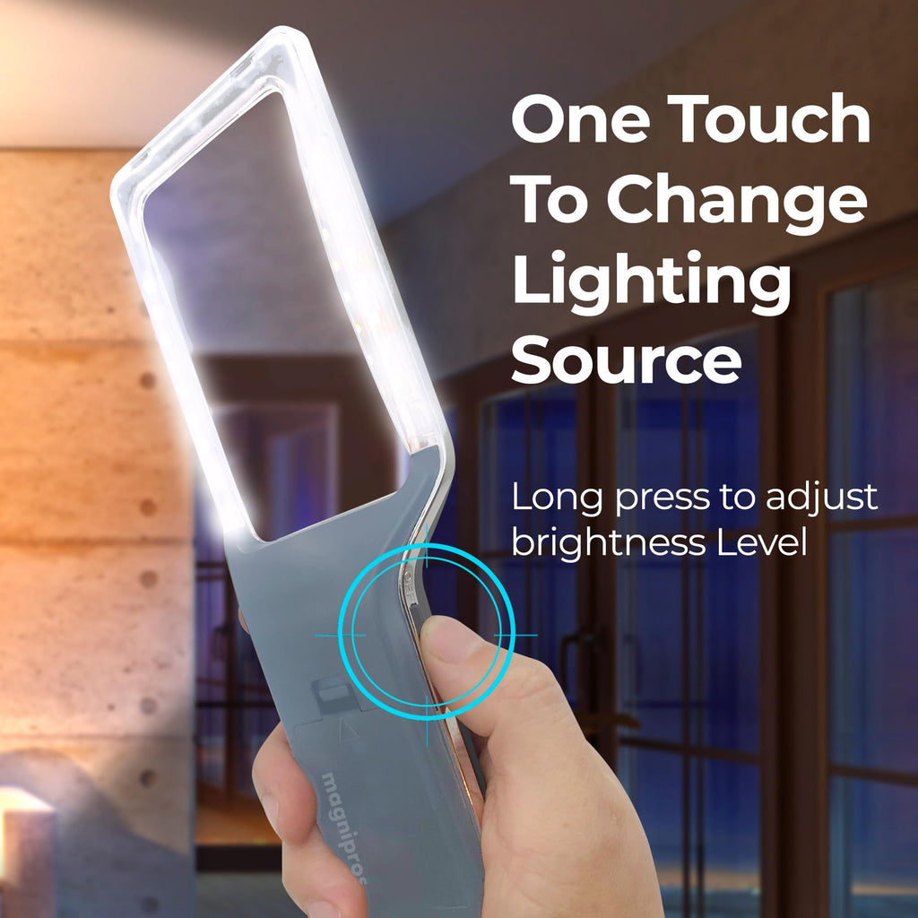 MAGNIPROS Patented 6X Large Magnifying Glass with 3 Color Light Modes | Anti-Glare Lens & Stepless Dimmable LEDs | Perfect for Reading & Inspection - Ideal for Seniors & Low Vision