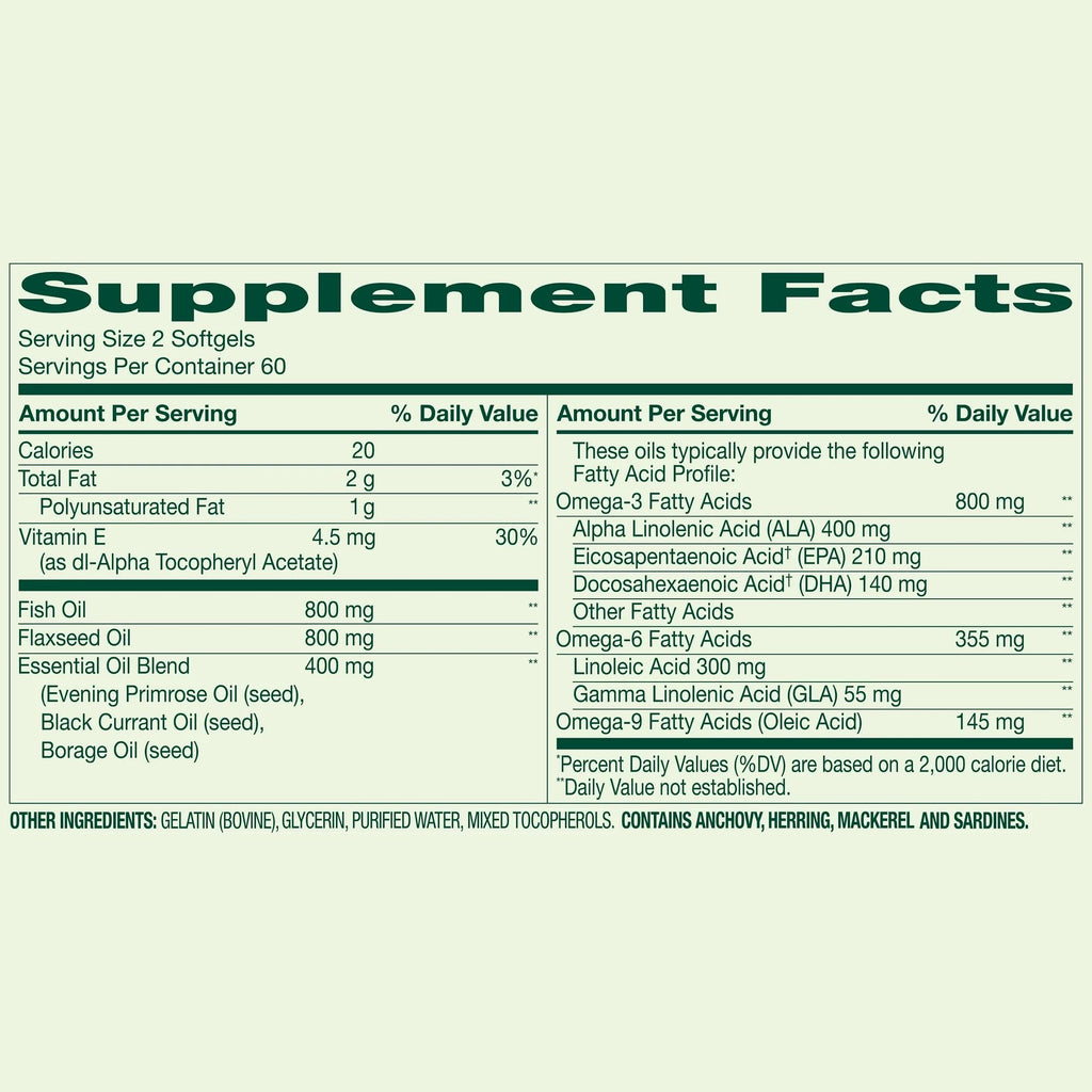 SUREFECT Spring Valley Triple Omega 3-6-9 Softgels with Fish, Flax & Borage Oil - 120 Count Organizer.