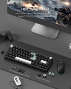 Womier SK65 Wireless Mechanical Gaming Keyboard, 60 Percent Retro Creamy Aluminium Keyboard, Bluetooth 5.0/2.4GHz/USB-C Wired Hot Swappable Custom RGB Backlit for Mac Computer PC (Black)