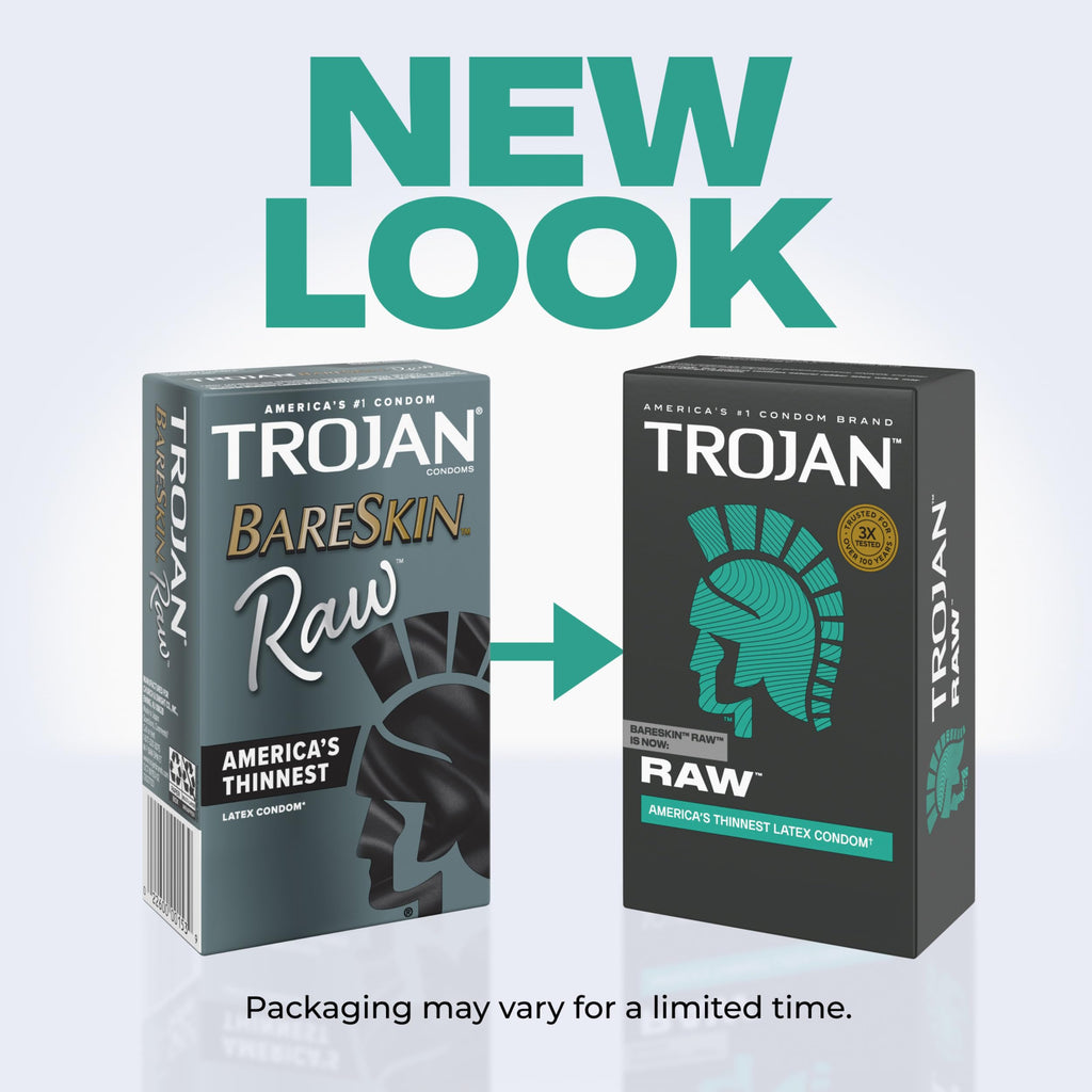 Trojan Raw Thin Latex Condoms for Men, 24 Count