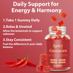 Ambelny Spicy Gummies, Intimacy Gummy with Muira Puama, Chili Pepper, Maca & Epimedium for Promote Hormone Balance, Vegan, Peach Flavor (60 Count/Bottle)