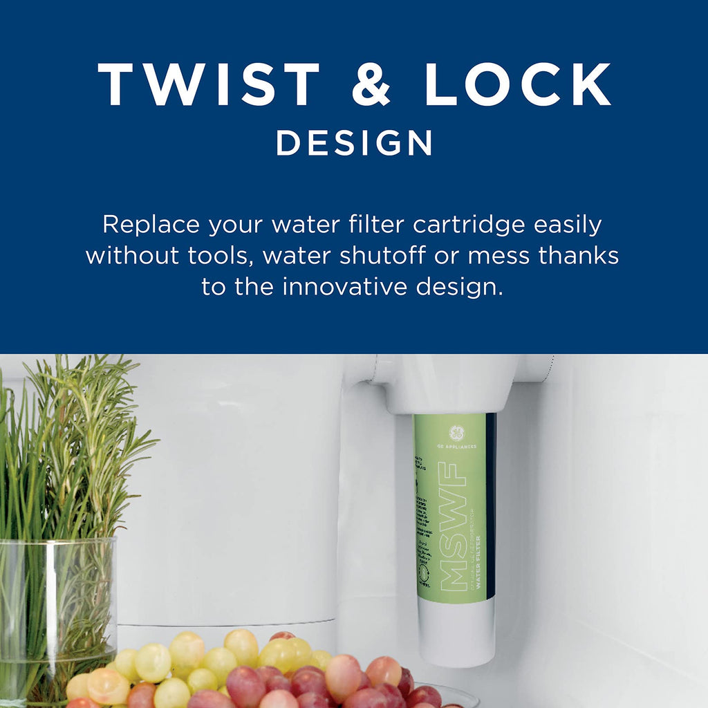GE MSWF Refrigerator Water Filter | Certified to Reduce Lead, Sulfer, and 50+ Other Impurities| Pack of 1