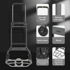 Leeyoung Folding Hand Truck and Dolly, 264 Lb Capacity Heavy-Duty Luggage Trolley Cart with Telescoping Handle and PP+EVA Wheels