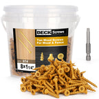 Bobibbi Wood Screws #8 x 1-1/4’’, T25 Star Torx Drive Flat Head Deck Screws, Tan, 194Pcs (1lb)