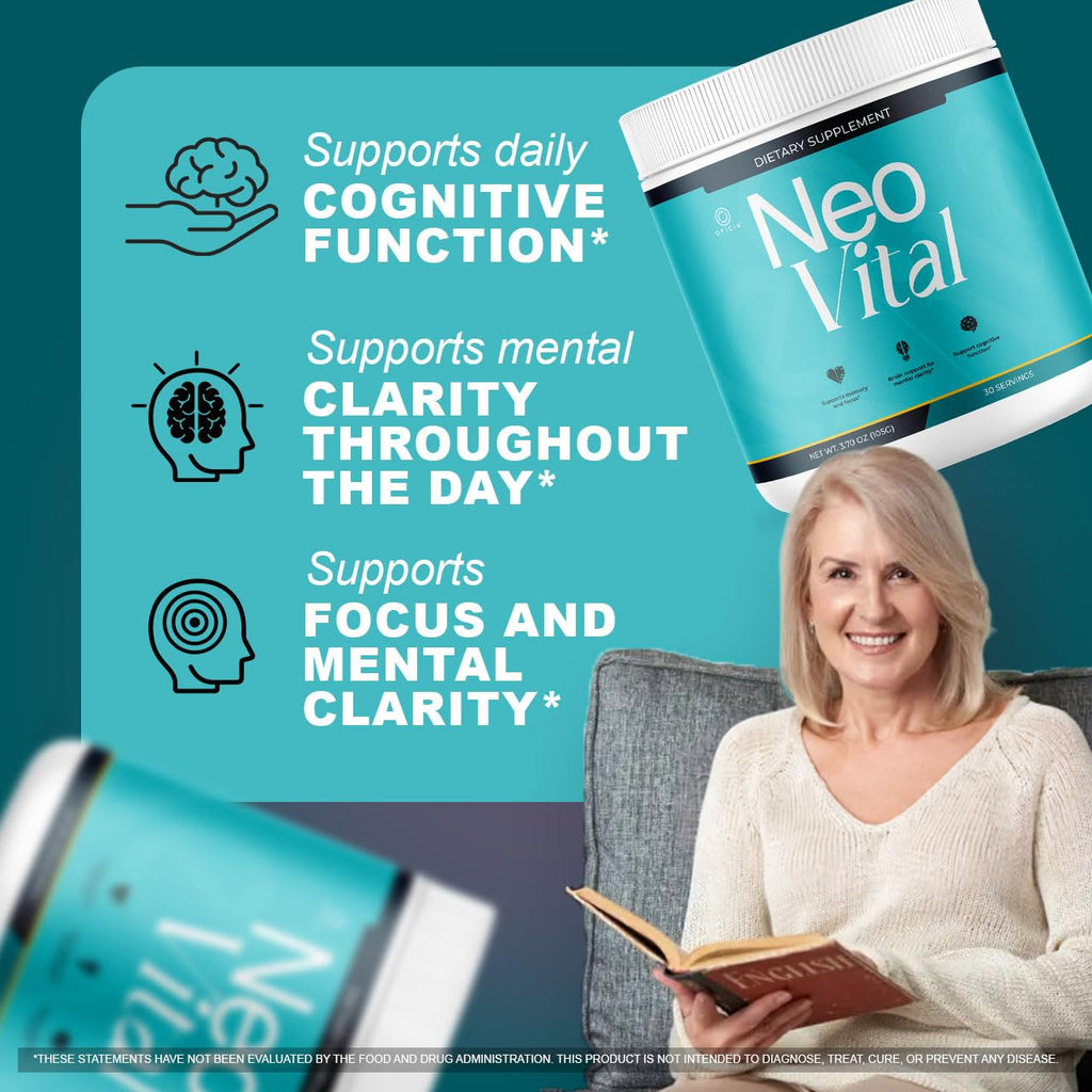 (3 Pack) Neo Vital - Official NeoVital Powder Advanced Premium Formula with All Natural Ingredients Maximum Strength, Neo Vital Memory Powder for Brain Health Wellness, 180 Servings for 3 Months