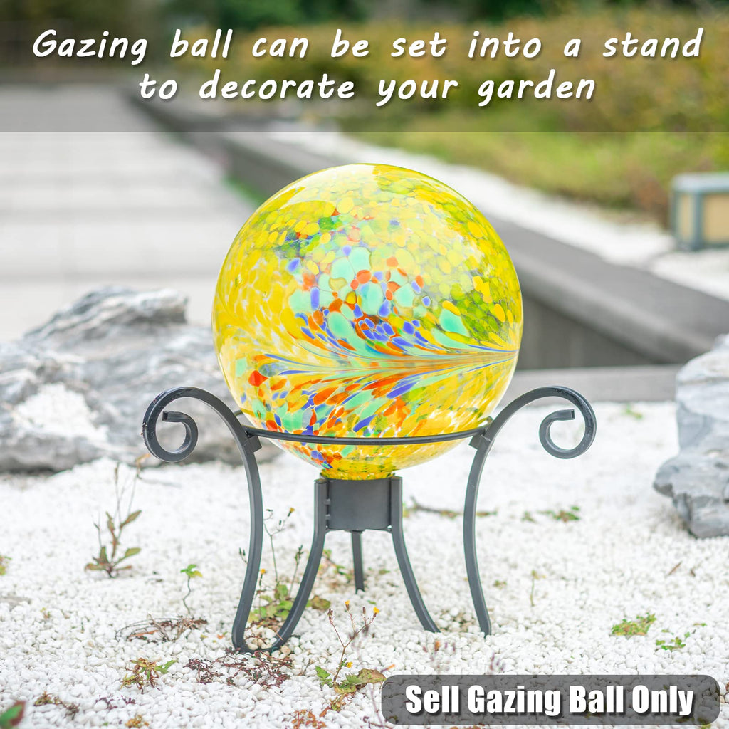 VCUTEKA Gazing Ball, Glass Gazing Balls Garden Globe Decor 10" Yellow