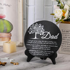 Landical Memorial Stones for Loved Ones Outside Memorial Garden Plaque with Bracket Garden Slate Stone Sympathy Gifts for Loss of Loved One(Dad, Tree)
