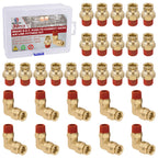 Boeray 3/8” Quick Push to Connect Fittings Brass Male Straight and Elbow Combination DOT Approved 3/8" Tube OD x 1/4" NPT Thread Air Brake Line Adapter Air Suspension Kit Air Hose Repair Kit 30pcs