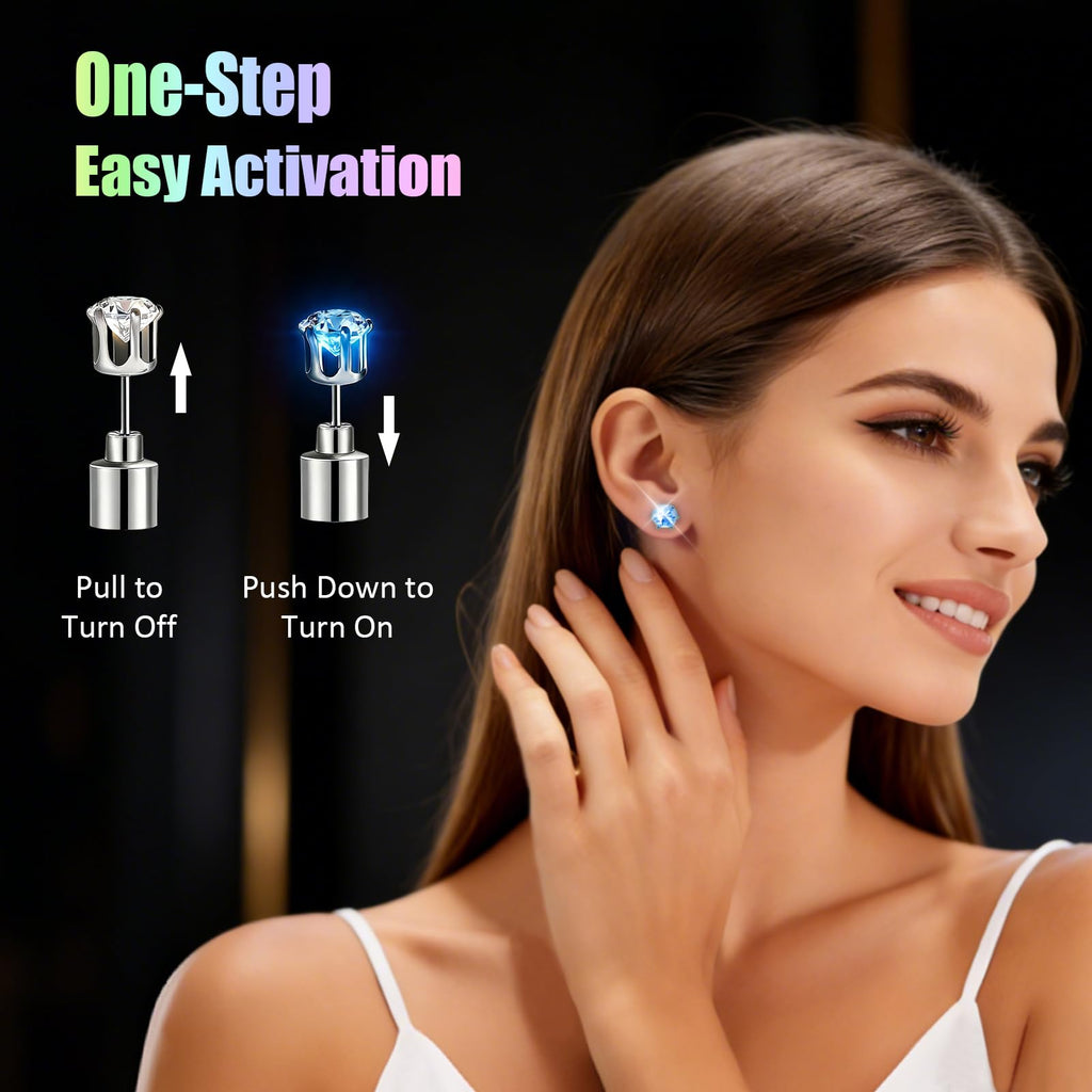 LED Light Up Earrings, LED Studs Earrings Party Flashing Blinking Stainless Steel Earring - 5 Pairs Glow Stud Earrings Halloween Christmas Gifts for Women Men Girlfriend Boyfriend, Mixed Color