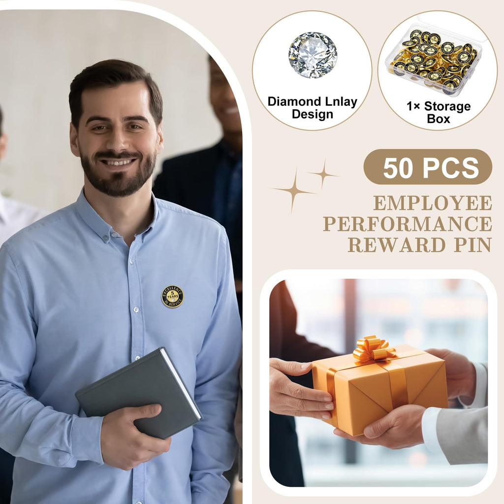 Ferreve Years of Service Pin Anniversary Lapel Pin for Employee,50,5 Year