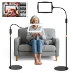 Hands-Free Floor Magnifying Glass with Light and Stand 48-LEDs Lighted Magnifying Lamp with 360° Flexible Gooseneck for Reading Close Work Repair Crafts