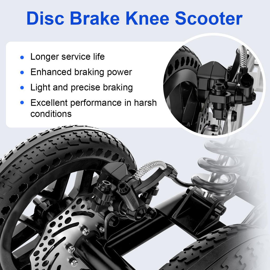 BlessReach All Terrain Foldable Knee Scooter Walker - Economical Knee Walker for Foot Injuries, Compact Crutches Alternative - Black