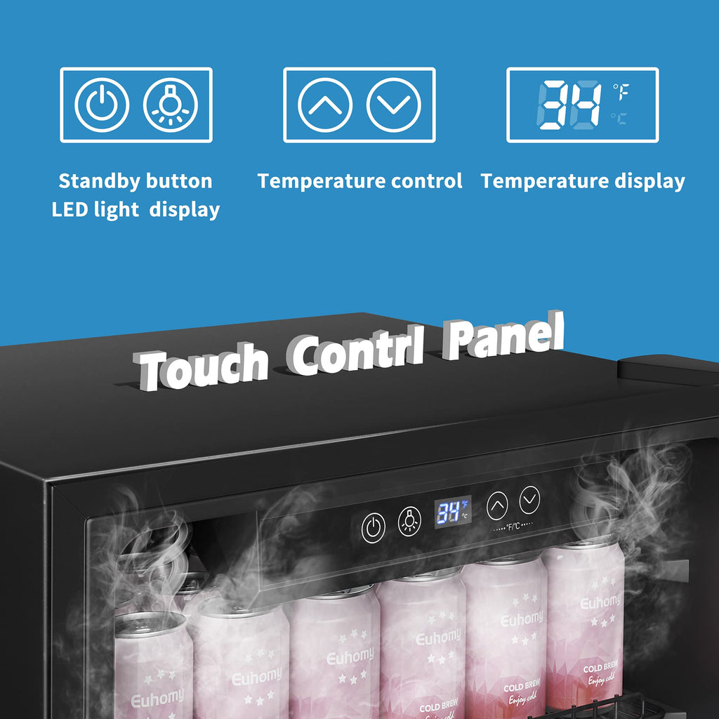 EUHOMY 3.5 Cu.Ft Beverage Cooler, 130 Can Mini Fridge with Glass Door, Small Refrigerator with Adjustable Shelves for Soda Beer or Wine, Perfect for Home/Bar/Office, large, sliver