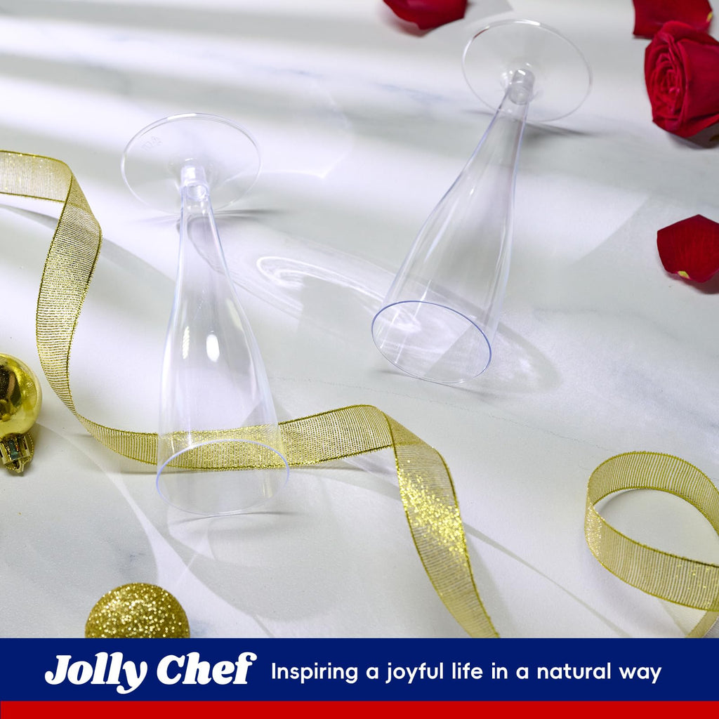 JOLLY CHEF 4.5 oz Plastic Champagne Flutes Disposable Clear 100 Pack