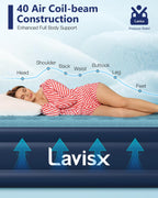 Lavisx Queen Air Mattress with Built in Pump 18" Blow Up Mattress Raised Air Bed, 3 Mins Quick Self Inflatable with Storage Bag for Guest and Home