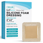 MedVance 10 Pack 4"x4" Silicone Foam Dressing Bordered Dressing, Waterproof Silicone Bandages for Wounds Care, Bed Sore Patches, Super Absorbent Wound Dressing, Self Adhesive Pressure Sore Pads